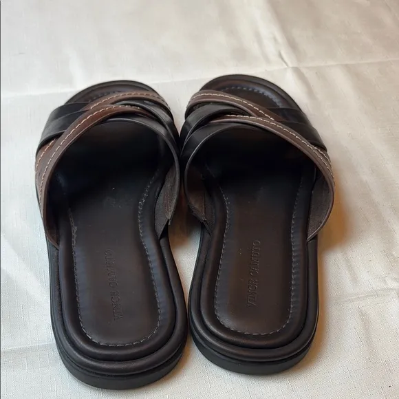 🧊Vince Camuto Brown Slide Sandals with Criss-Cross Straps