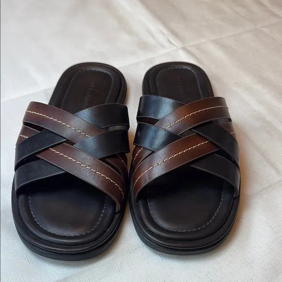 🧊Vince Camuto Brown Slide Sandals with Criss-Cross Straps