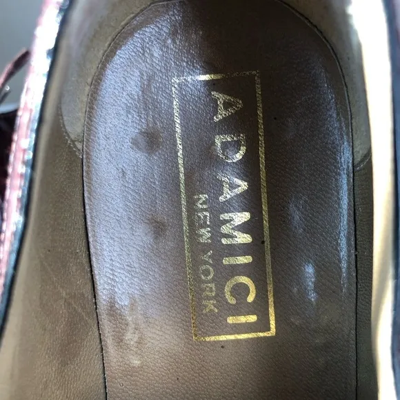 Vintage Adamici Burgundy Exotic Lizard Skin leather lace-up Oxford Dress Shoes 9