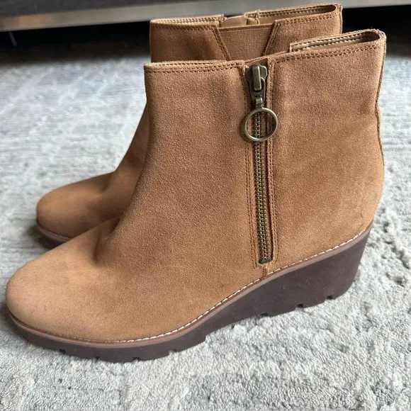 Vionic Astor Hazel Zip-Up Suede Ankle Comfort Booties Orthopedic Insoles 9.5