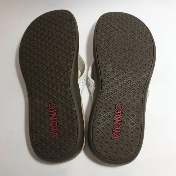 Vionic Casandra White Strap Thong Flip Flop Sandals Size 7