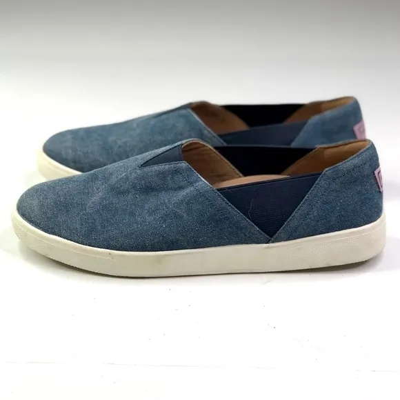Vionic Ivy denim slip on sneakers orthopedic insoles elastic gores 7