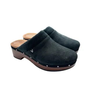 Vionic Kacie Black Suede Clog Mule Slip on Comfort Shoe Size 6 Arch Support