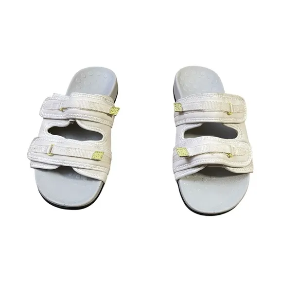 Vionic Sz. 5 White &amp; a Hint of Neon Comfort Adjustable Straps Orthopedic shoe