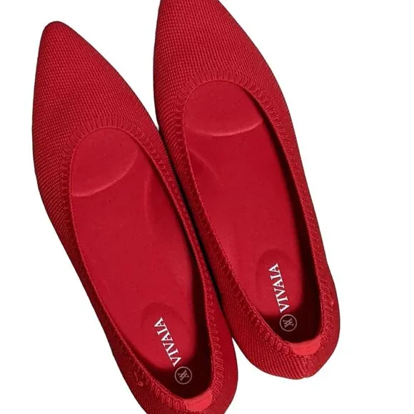 Vivaia classic pointed toe ballet flats Aria 5 in ruby red walking comfort 40.5