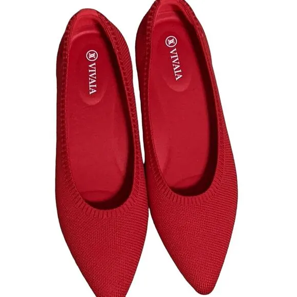 Vivaia classic pointed toe ballet flats Aria 5 in ruby red walking comfort 40.5