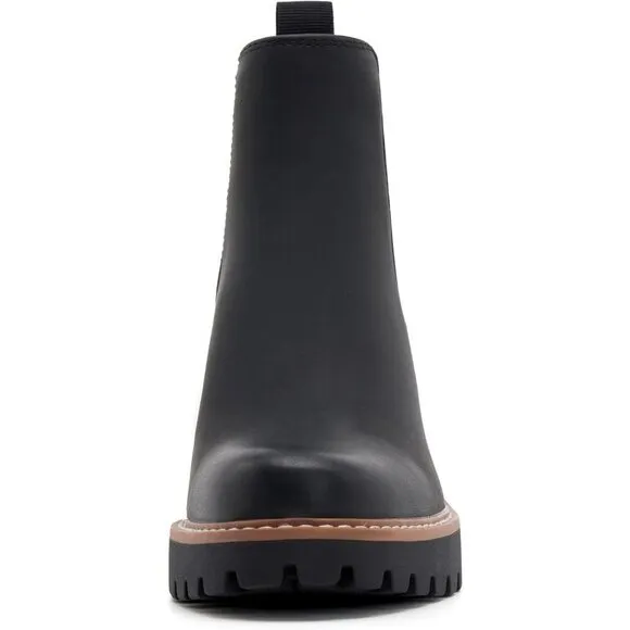 vodvob Ankle Boots Women Black Faux Leather Wedge Platform Booties Slip On Shoes