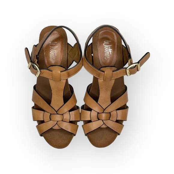 Wittner 𖤍 Coopers Ankle Strap Block Heeled Leather Sandals 𖤍 Dark Cognac 36 6M