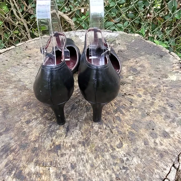 Women Vintage Leather Black Ankle Strap Sandals By Coach Size 8.5B/Women Designe