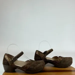 Womens Dansko Sally Mary Jane Brown Suede Comfort Clogs Shoes EUR 38 US‎ 7.5-8 M