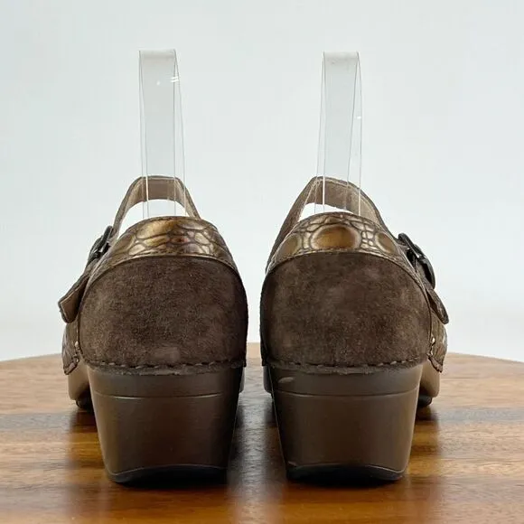 Womens Dansko Sally Mary Jane Brown Suede Comfort Clogs Shoes EUR 38 US‎ 7.5-8 M