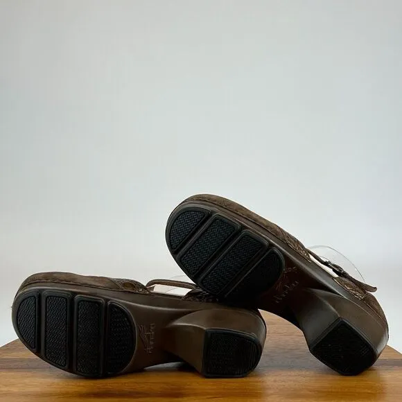 Womens Dansko Sally Mary Jane Brown Suede Comfort Clogs Shoes EUR 38 US‎ 7.5-8 M
