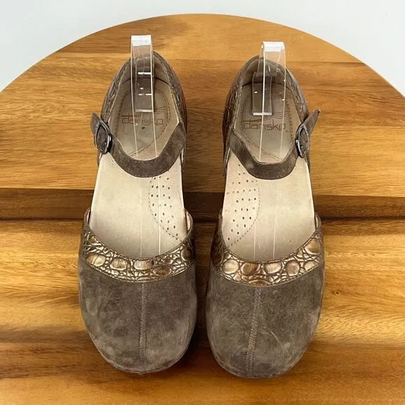 Womens Dansko Sally Mary Jane Brown Suede Comfort Clogs Shoes EUR 38 US‎ 7.5-8 M