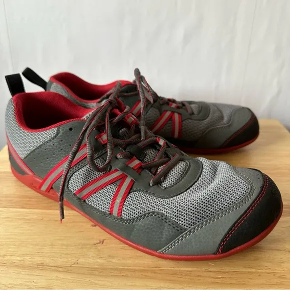 Xero Shoes Men’s Prio Barefoot Running Fitness Athletic Sneaker Gray Black Red